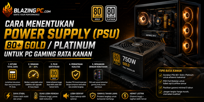 Cara Menentukan Power Supply (PSU) 80+ GoldPlatinum untuk PC Gaming Rata Kanan