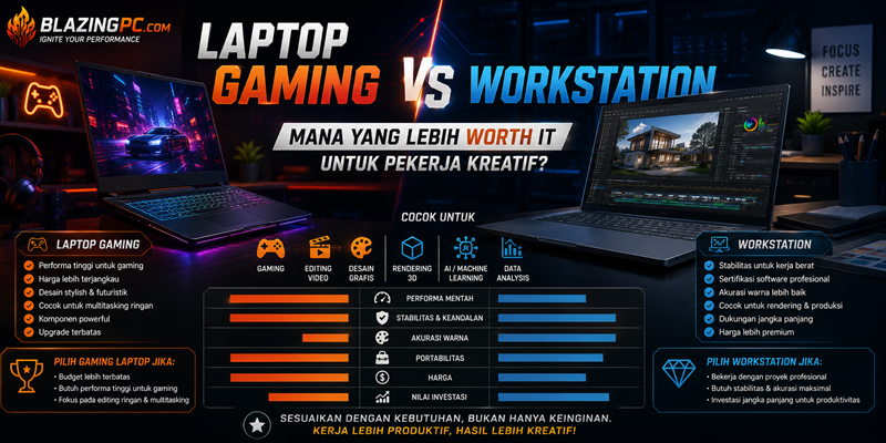 Laptop Gaming vs Workstation Mana yang Lebih Worth It untuk Pekerja Kreatif