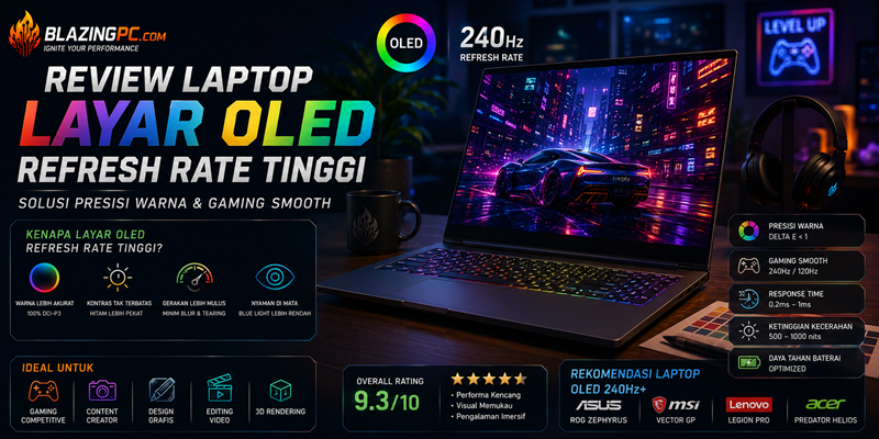 Review Laptop Layar OLED Refresh Rate Tinggi Solusi Presisi Warna & Gaming Smooth