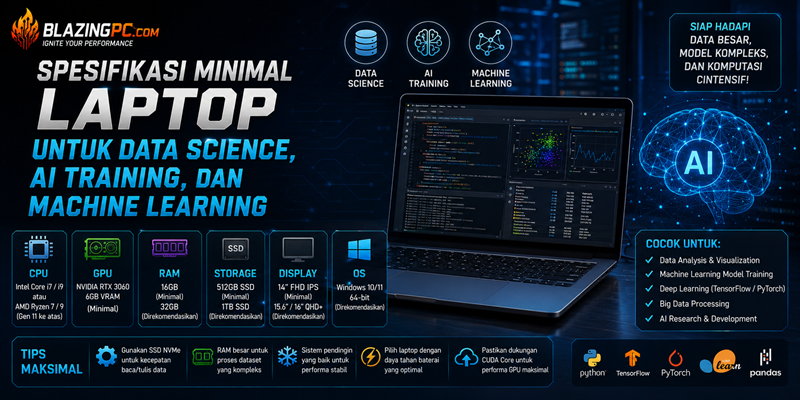 Spesifikasi Minimal Laptop untuk Data Science, AI Training dan Machine Learning
