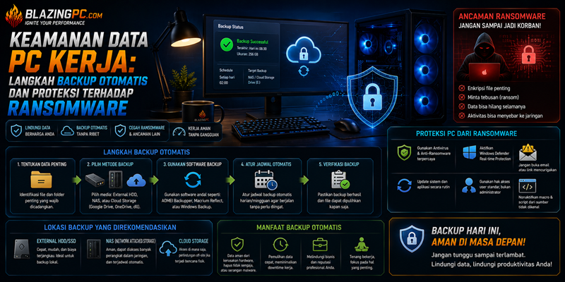 Keamanan Data PC Kerja Langkah Backup Otomatis dan Proteksi Terhadap Ransomware - Data merupakan aset digital paling berharga dalam ekosistem kerja