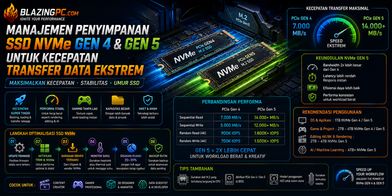 Manajemen Penyimpanan SSD NVMe Gen 4 & Gen 5 untuk Kecepatan Transfer Data Ekstrem