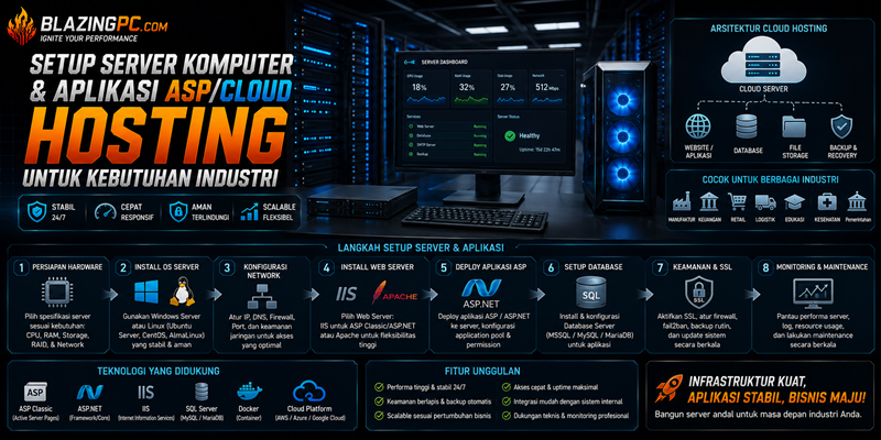 Setup Server Komputer & Aplikasi ASPCloud Hosting untuk Kebutuhan Industri