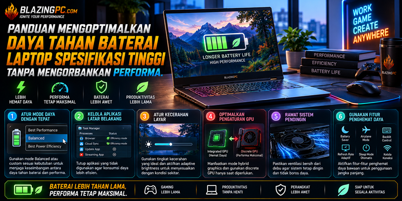 Panduan Mengoptimalkan Daya Tahan Baterai Laptop Spesifikasi Tinggi Tanpa Mengorbankan Performa